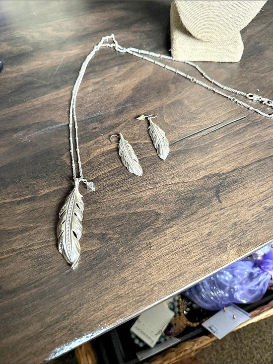 Brighton Jewelry - Brighton Contempo Ice Feather Necklace and Earrings Set